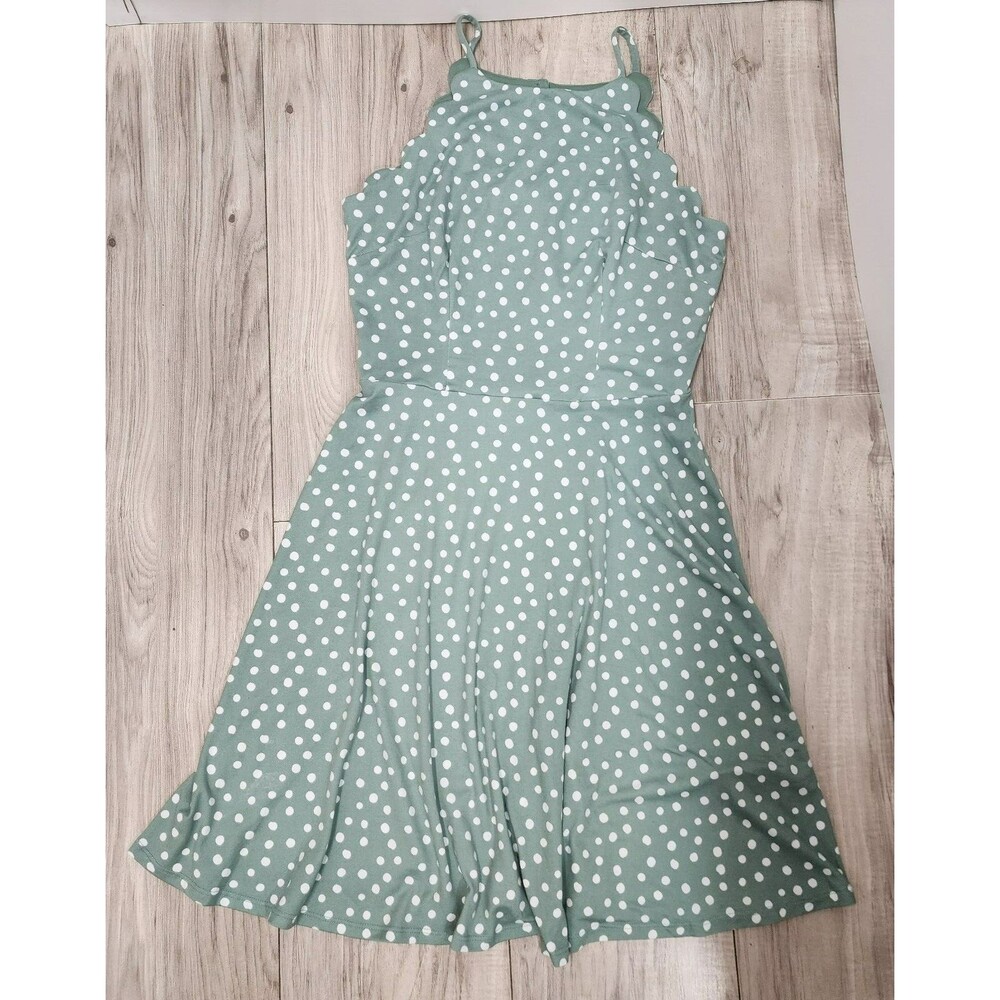 BCX Dress Sage Green Polka-dot Dress Woman's Size S
